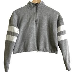 Hippie‎ Rose Gray and White Cropped Sweatshirt Size Small Juniors EUC